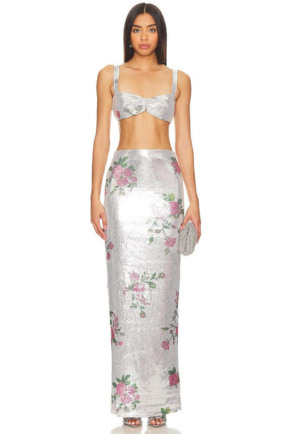Sequin High Waist Midi Skirt
