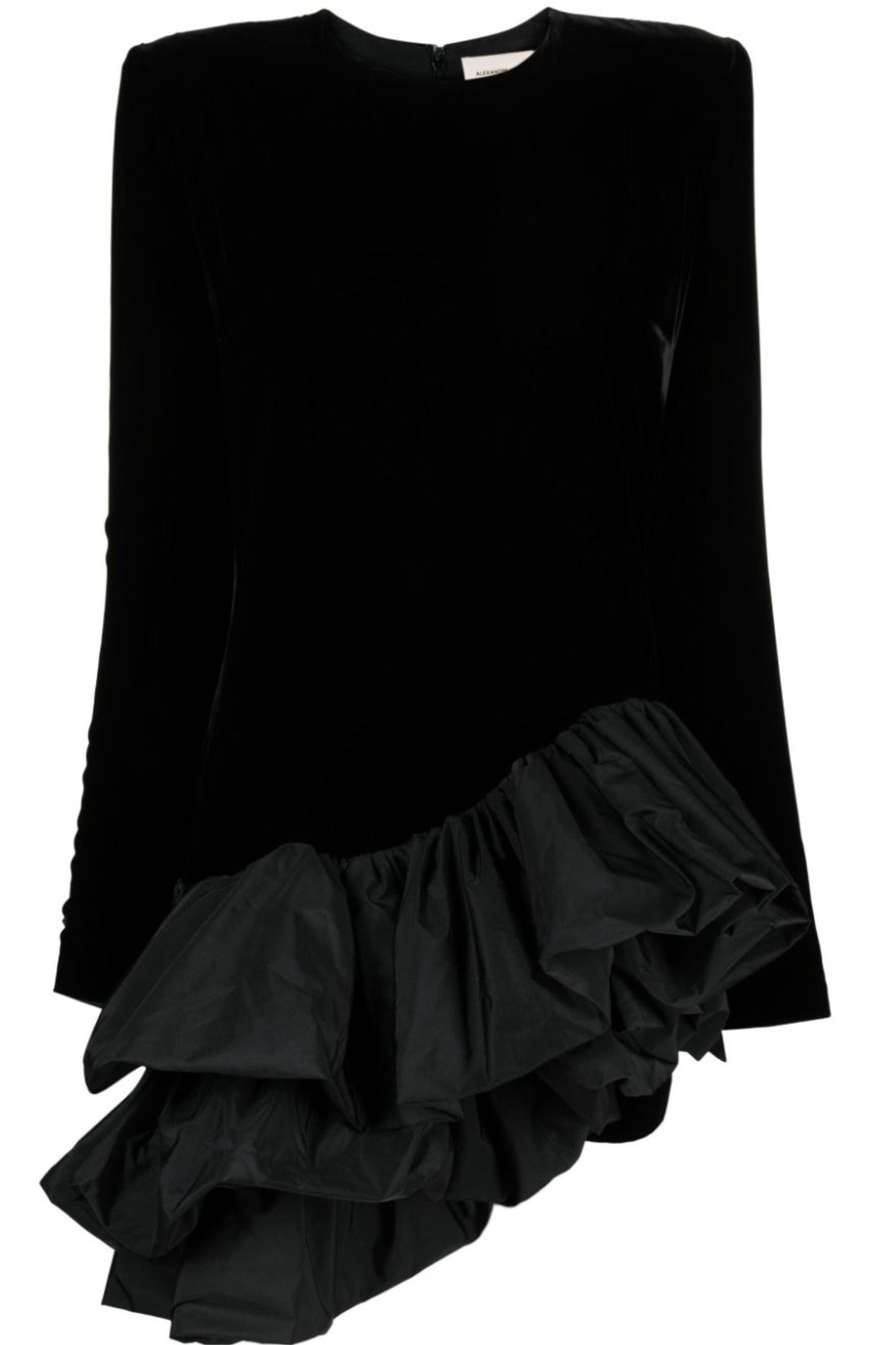 Velvet Long Sleeve Ruffle Mini Dress