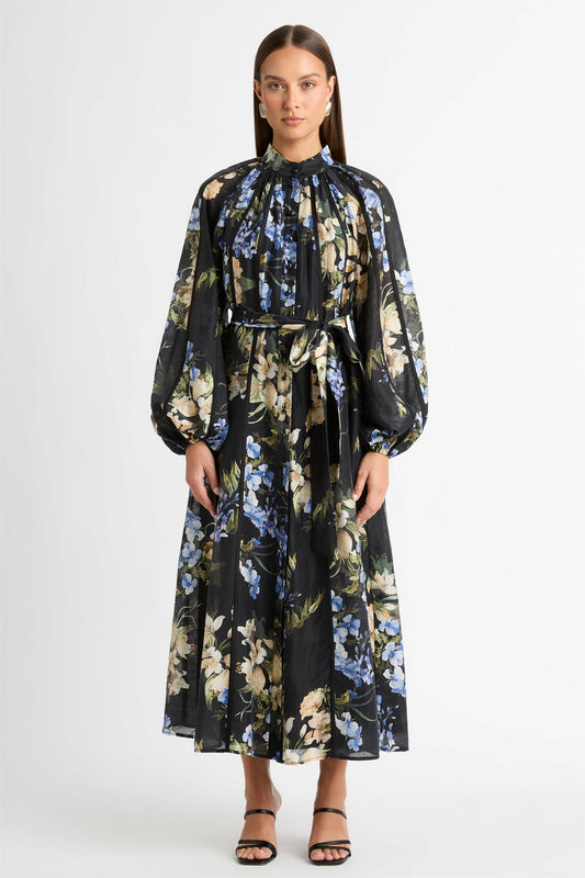 Lantern Sleeve Bottom Midi Dress