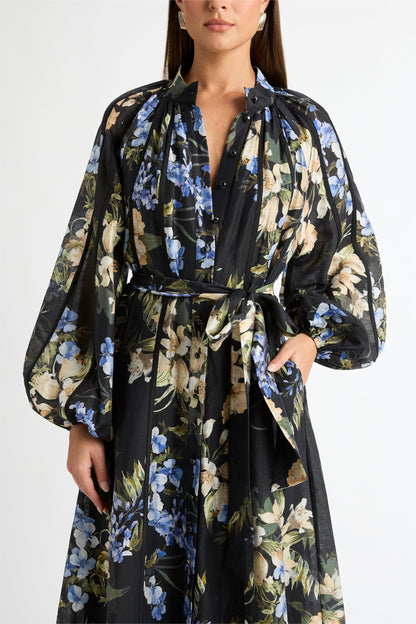 Lantern Sleeve Bottom Midi Dress