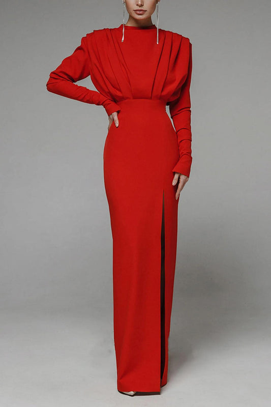 High Split Long Sleeve Midi Dress