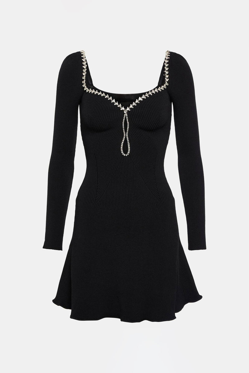 Knit Rhinestone Mini Dress