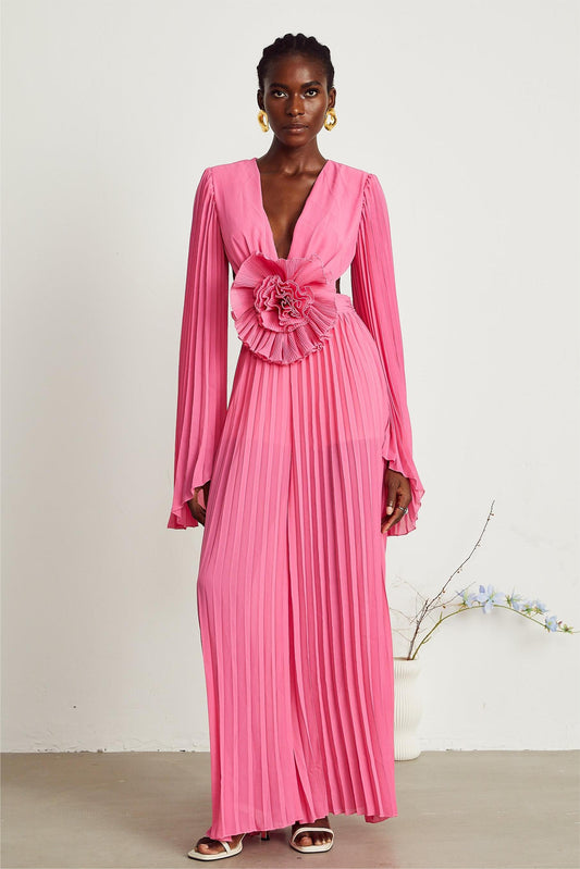 3d Flower Cut-out Maxi Dress