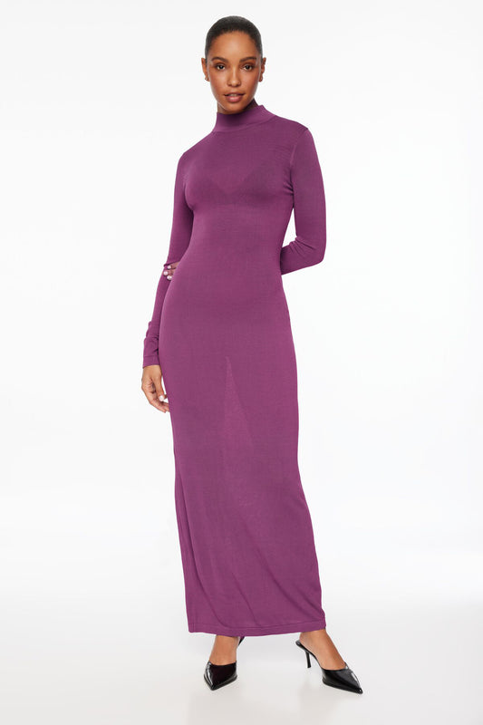 Knit High Neck Midi Dress