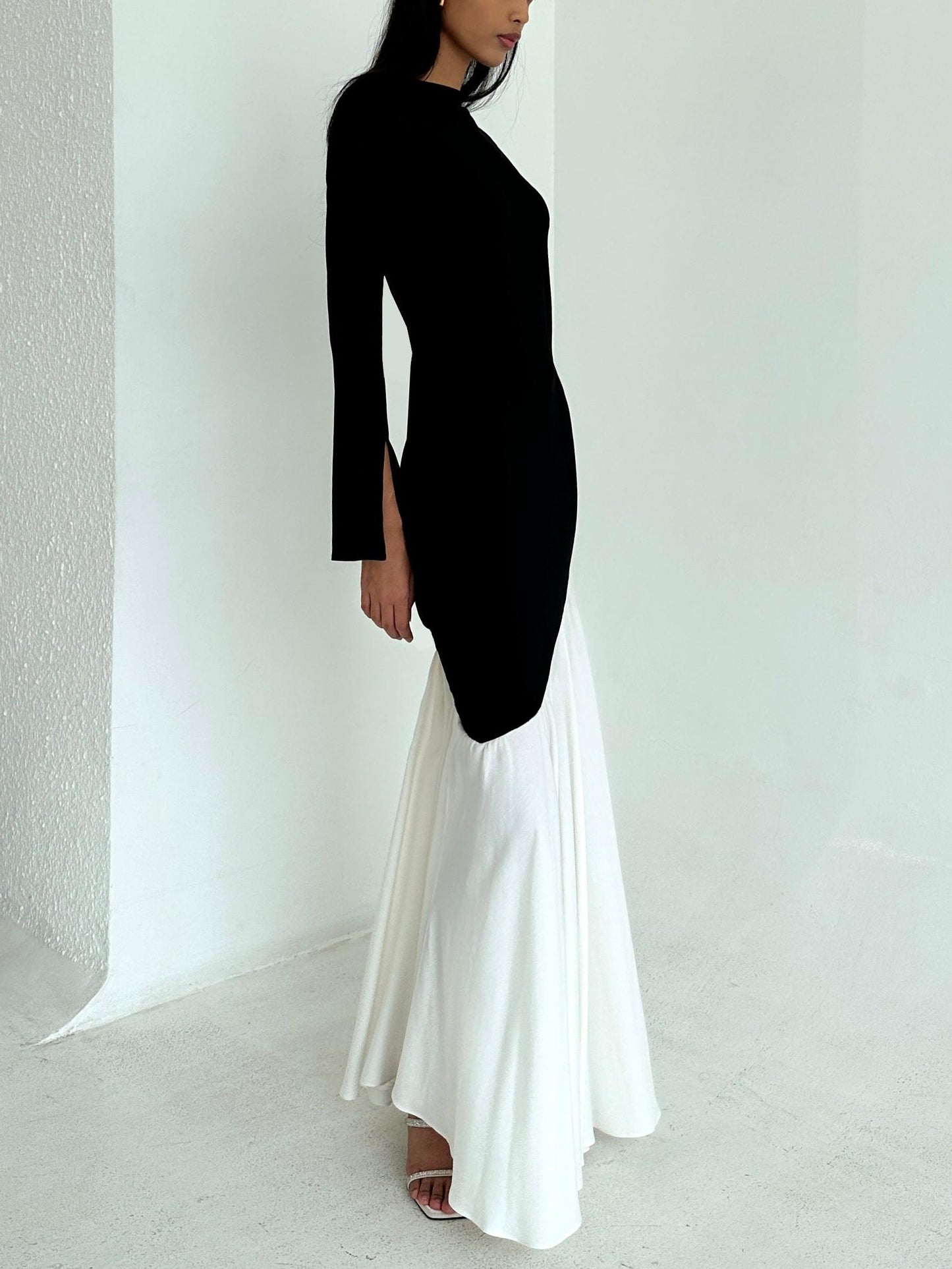 Jersey Contrast Color Midi Dress