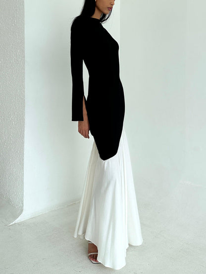 Jersey Contrast Color Midi Dress