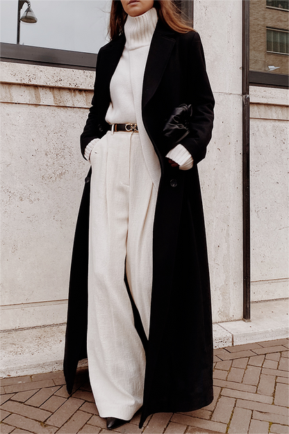 Woolen Long Sleeve Maxi Coat