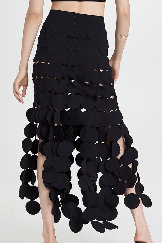Round Tassel High Waist Midi Skirt