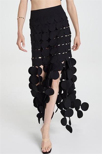 Round Tassel High Waist Midi Skirt