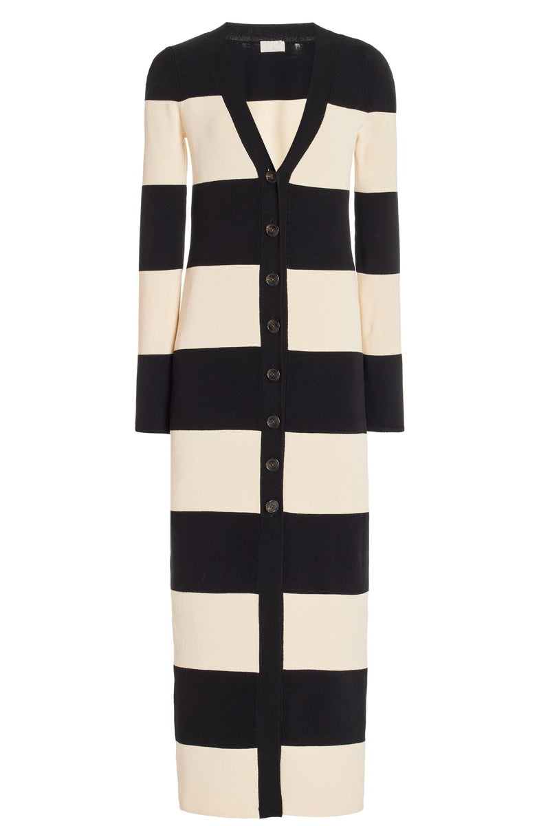 Knit Stripe Long Sleeve Midi Dress
