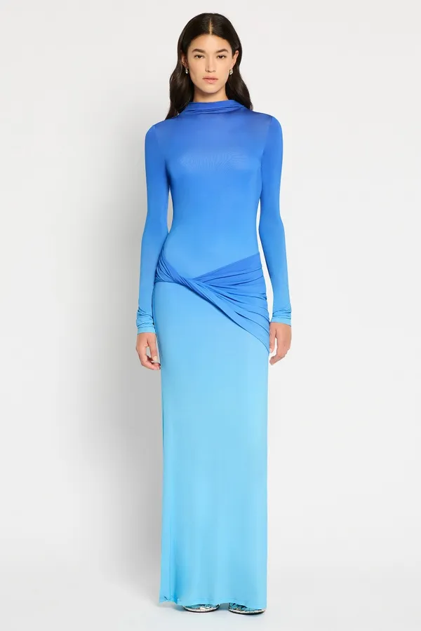 Knotted Graduated Color Midi Dress