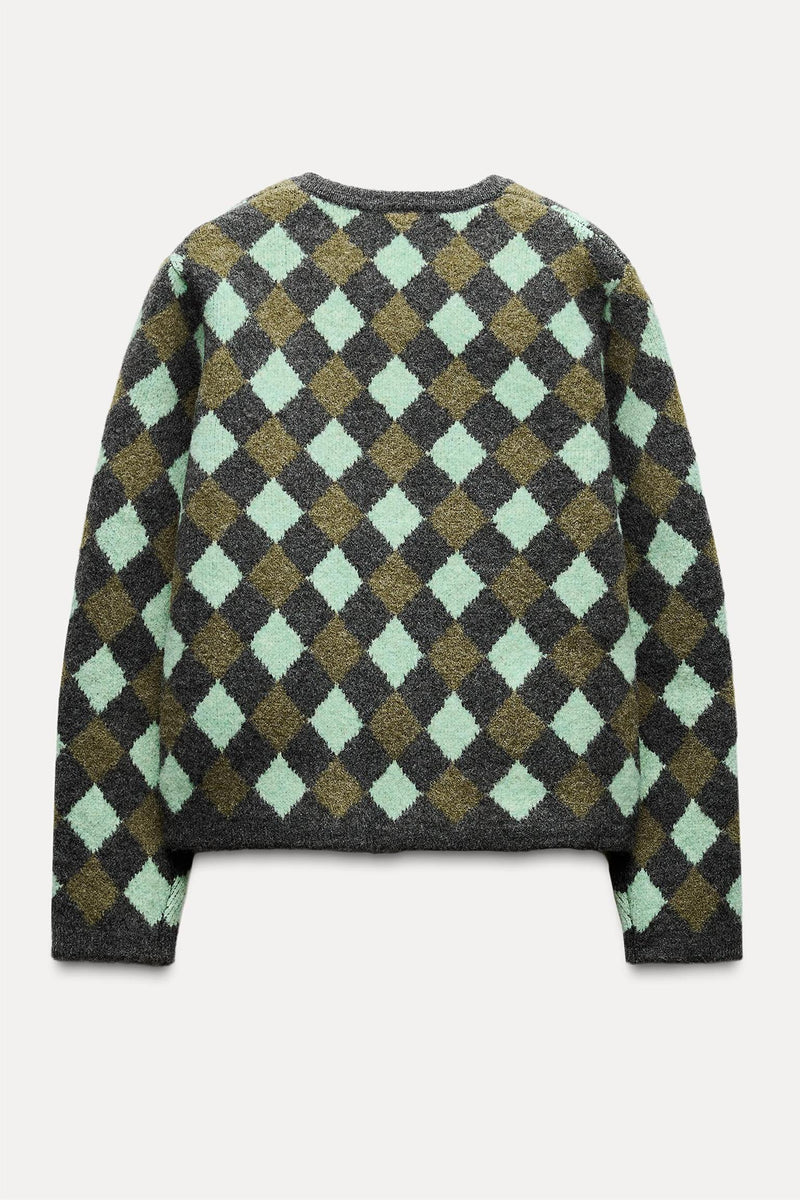 Diamond-type Lattice Long Sleeve Cardigan