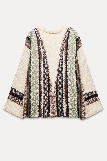 Knit Stripe Long Sleeve Cardigan