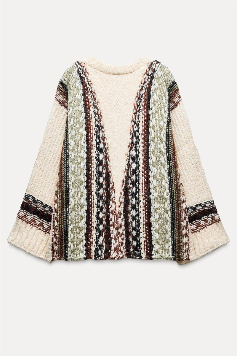 Knit Stripe Long Sleeve Cardigan