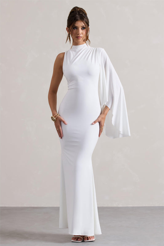 Cape Sleeve Round Neck Midi Dress