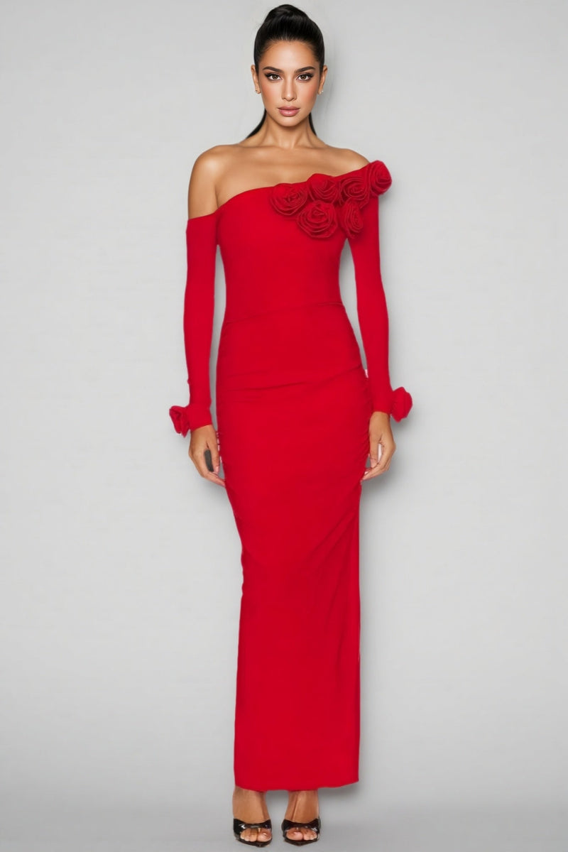 Isla 3d Pleated Maxi Dress