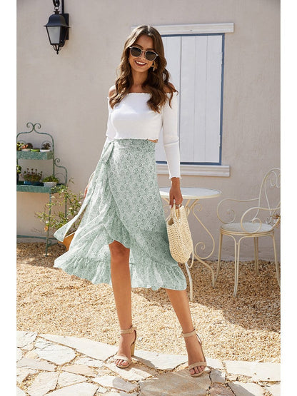 Wrap-tie Ruffle Skirt