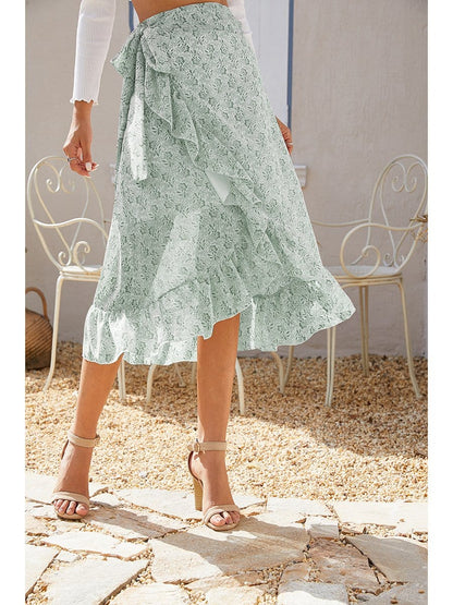 Wrap-tie Ruffle Skirt