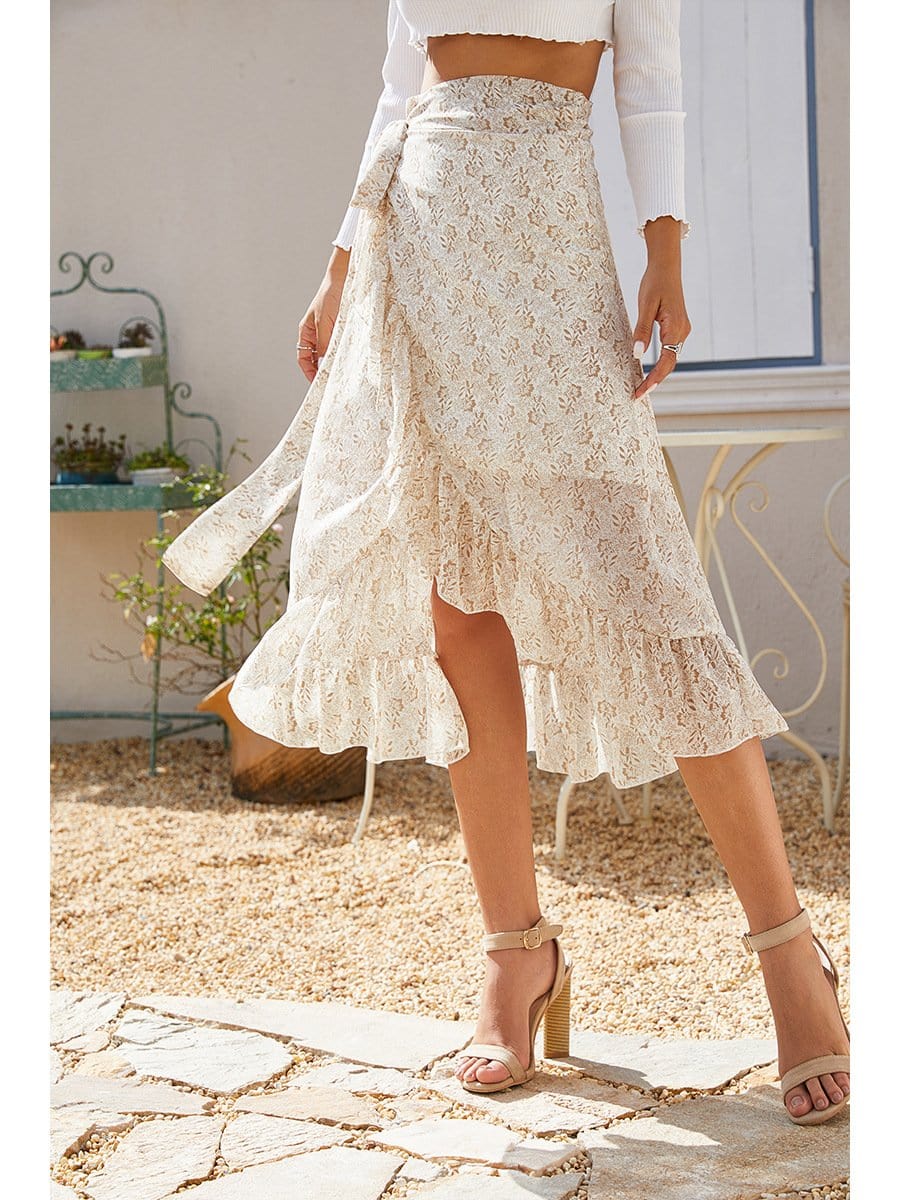 Wrap-tie Ruffle Skirt