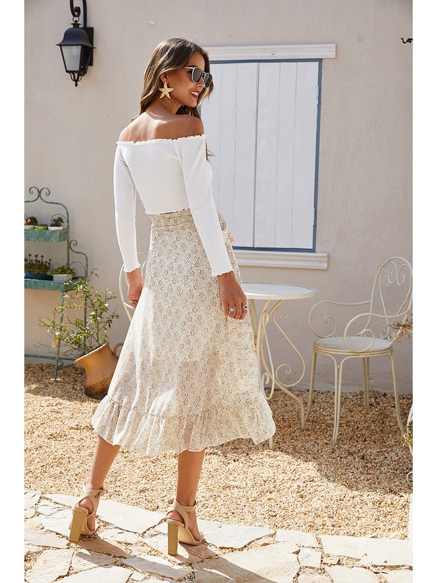 Wrap-tie Ruffle Skirt