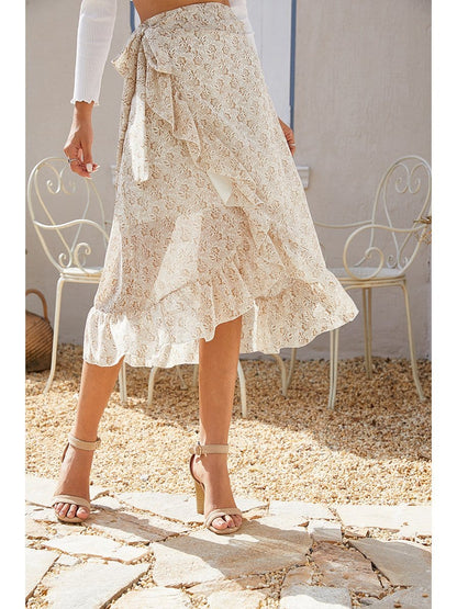 Wrap-tie Ruffle Skirt