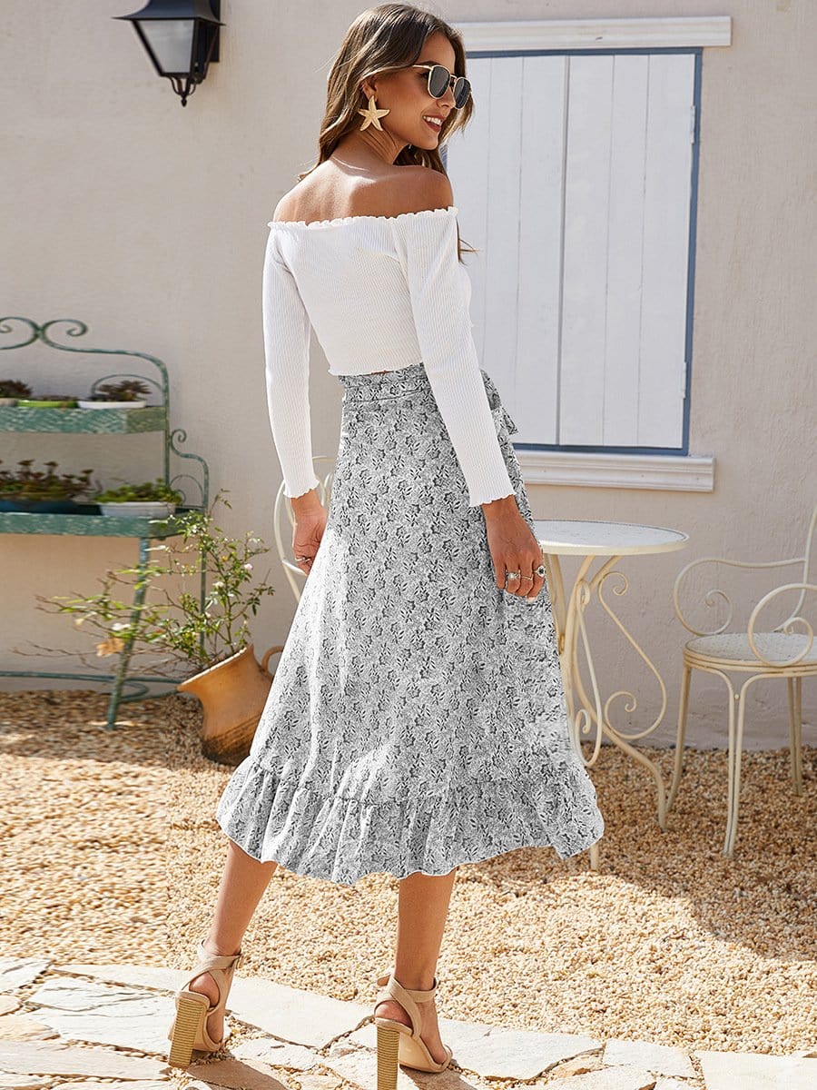 Wrap-tie Ruffle Skirt