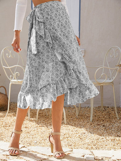 Wrap-tie Ruffle Skirt