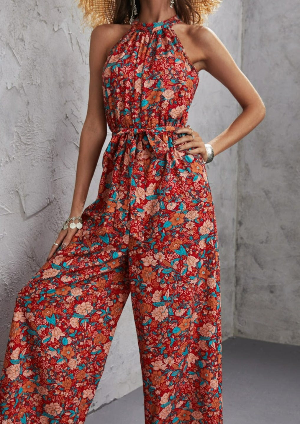Print Halter Neck Jumpsuit