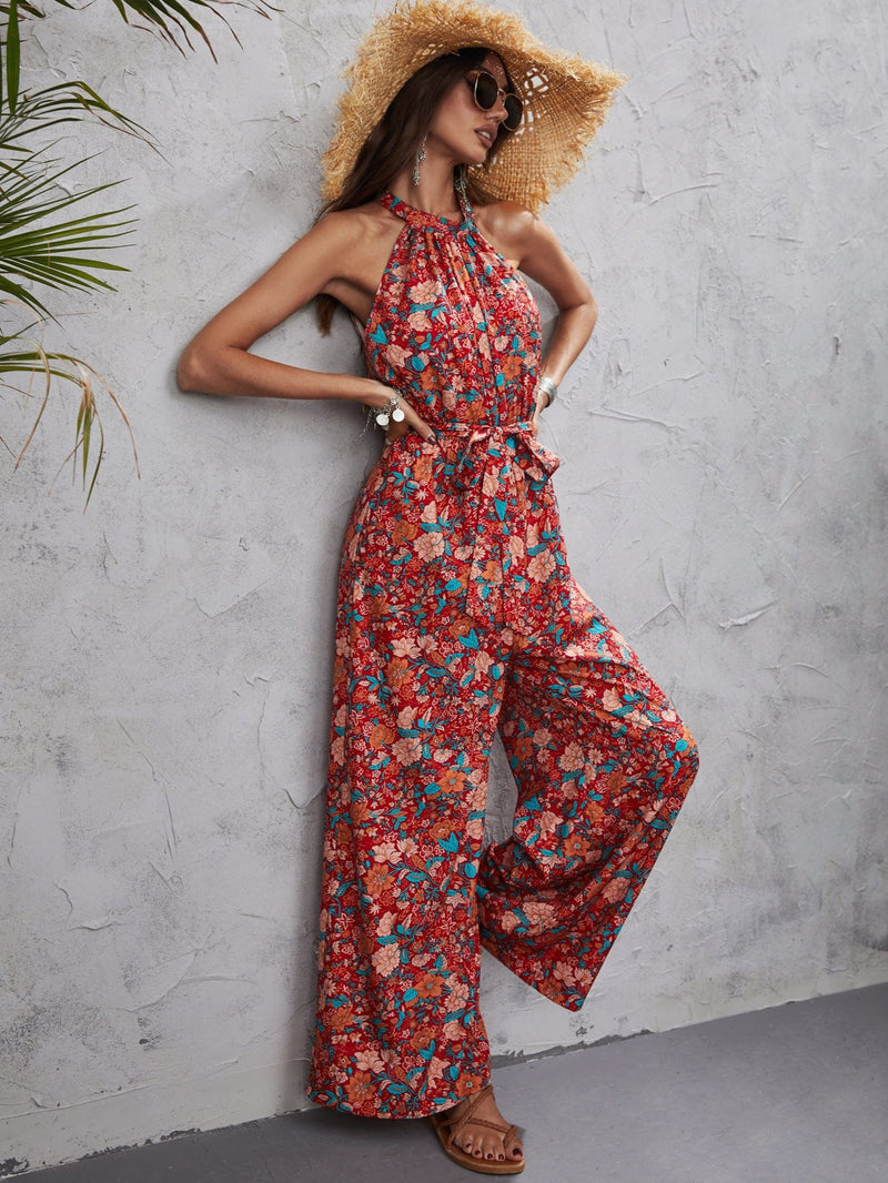 Print Halter Neck Jumpsuit