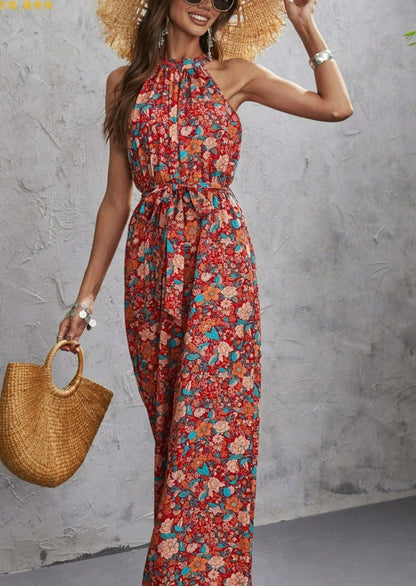 Print Halter Neck Jumpsuit
