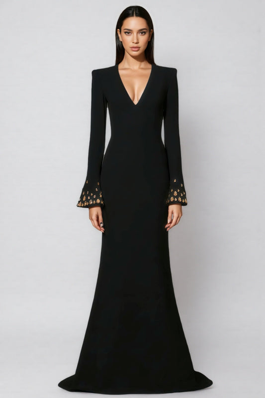 Charlie Flared Sleeve Studded Maxi Dress