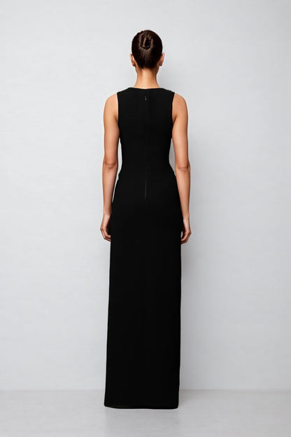 Gideoa Black Mesh Chain Maxi Dress