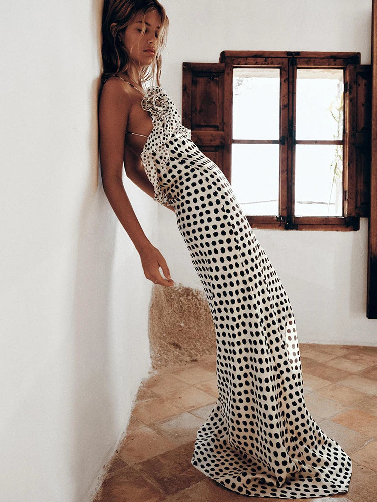 Dots Print Slip Maxi Dress
