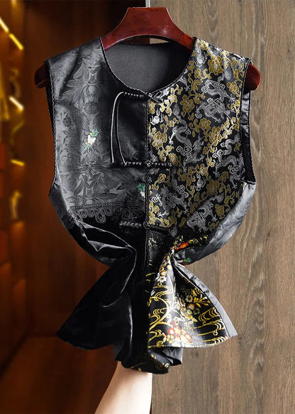Embroidered Button Silk Velour Waistcoat Fall