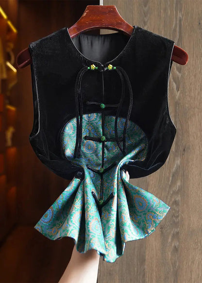 Button Silk Velour Waistcoat Sleeveless