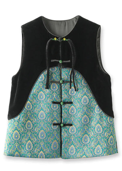Button Silk Velour Waistcoat Sleeveless