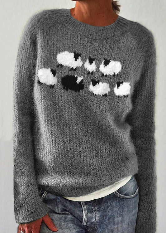 Jacquard Green O-neck Cozy Knit Sweaters Fall Qa017