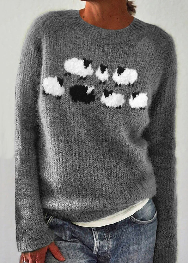 Jacquard Green O-neck Cozy Knit Sweaters Fall Qa017