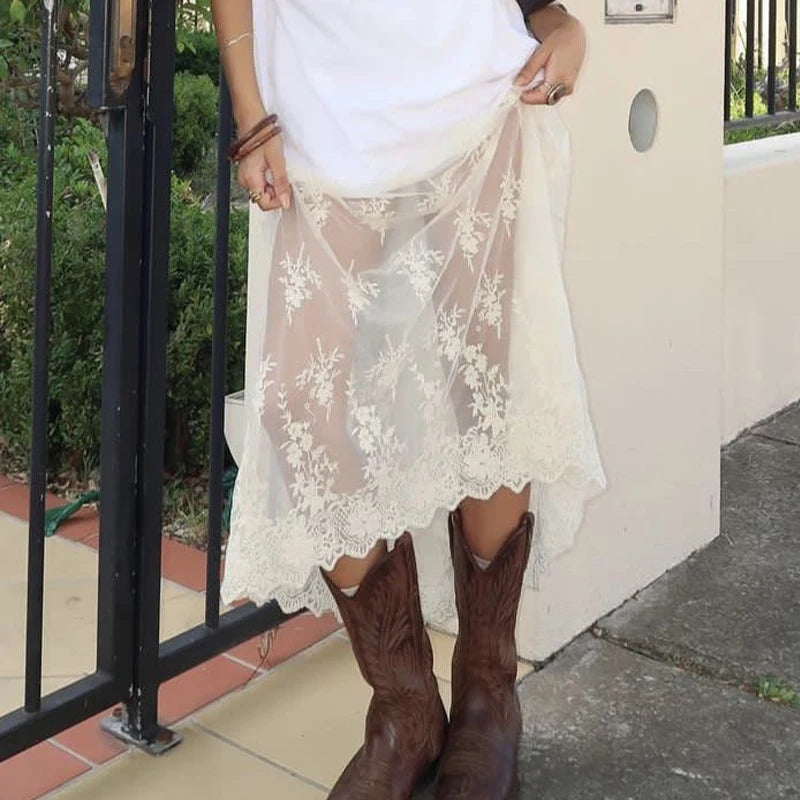 Jacquard See-through Maxi Skirt
