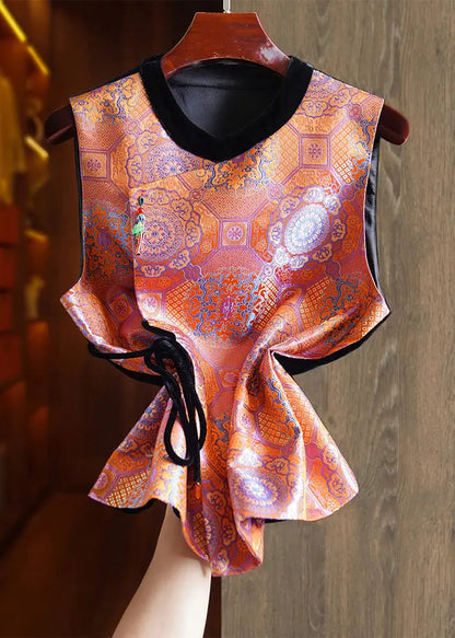 Lace Up Silk Waistcoat Sleeveless