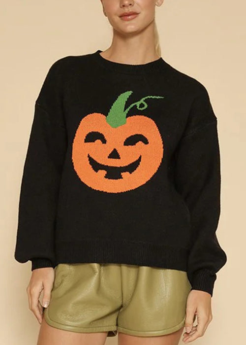 Jacquard Pumpkin Cozy Patchwork Knit Sweaters Fall Ae1031