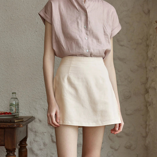 Linen Double-layer Split Skirt