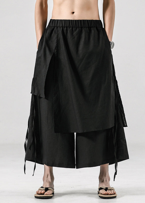 Japanese Summer New Black Linen Pants Skirt Sa047