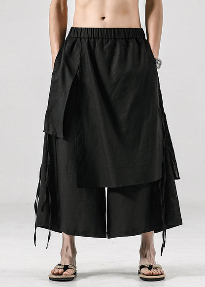 Japanese Summer New Black Linen Pants Skirt Sa047