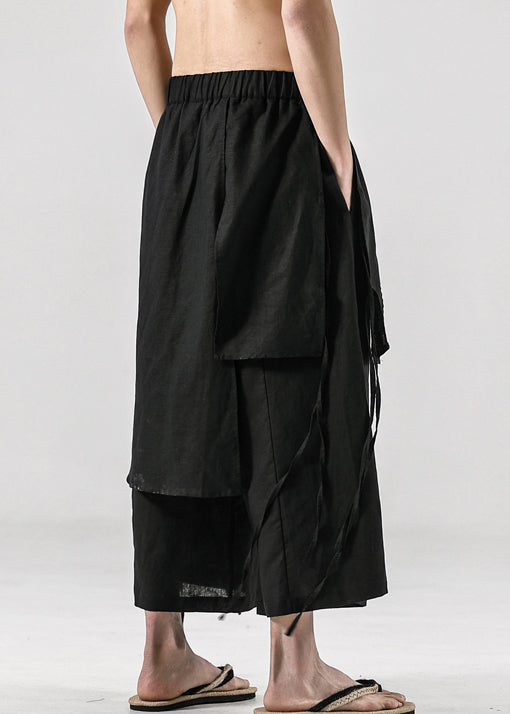 Japanese Summer New Black Linen Pants Skirt Sa047