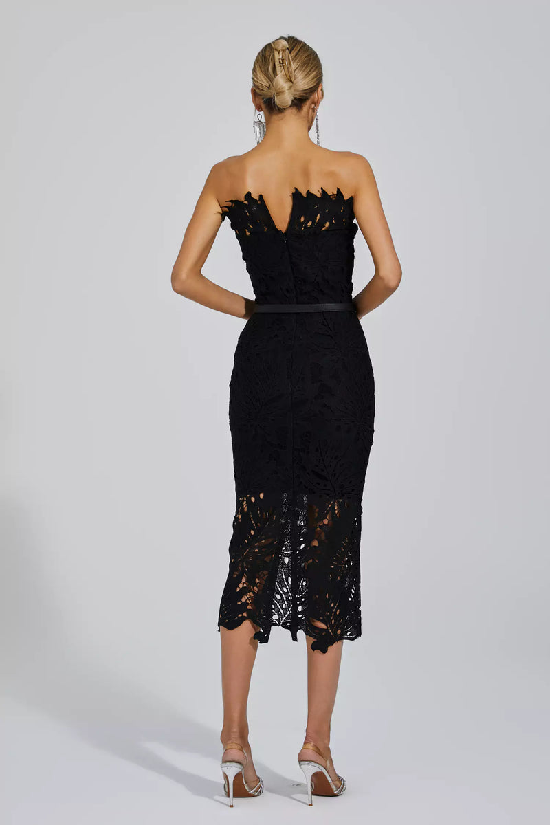 Jazlyn Black Lace Midi Dress