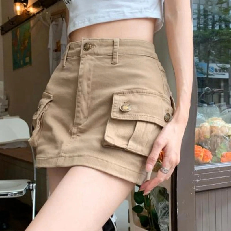 Slip Denim High Waist Skirt