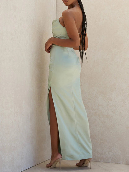 Green Sleeveless Evening Bandage Party Maxi Dress