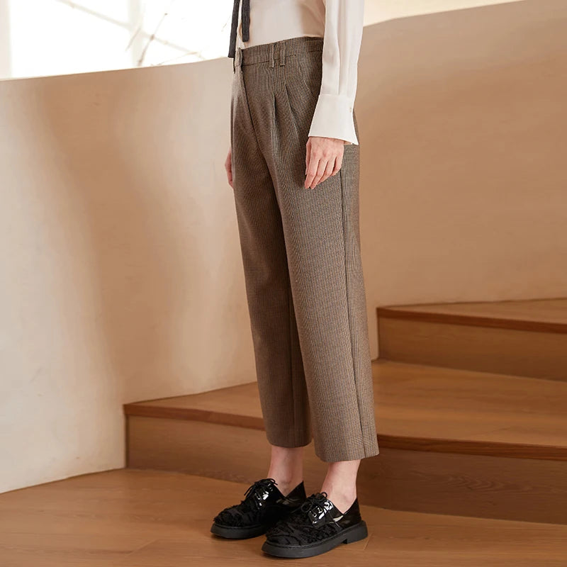 Brand Clothing Business Wool Houndstooth Formal Long Woolen Office Pants