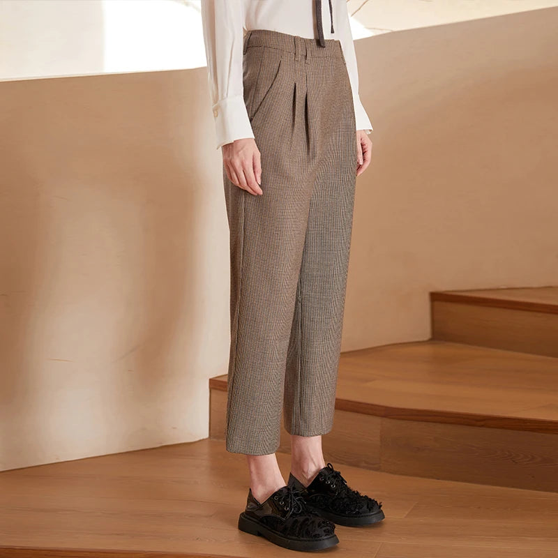 Brand Clothing Business Wool Houndstooth Formal Long Woolen Office Pants